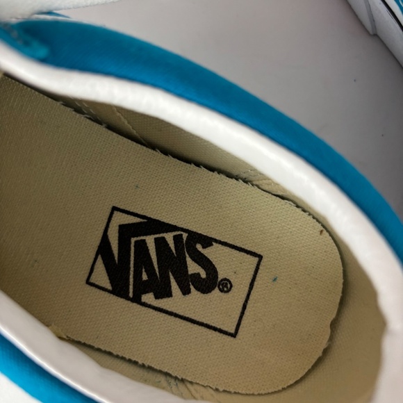 Vans, Gem Turquoise Blue, White Casual Sneakers Sizes Women 8 - Men 6.5 - Picture 7 of 8